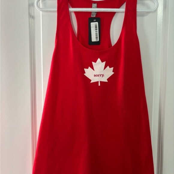 Red Tank Top with Maple Leaf Design - Picture 1 of 2
